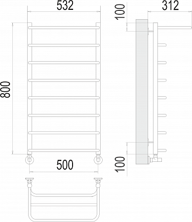 Полка П8 500х800  Полотенцесушитель  TERMINUS Альметьевск - фото 3