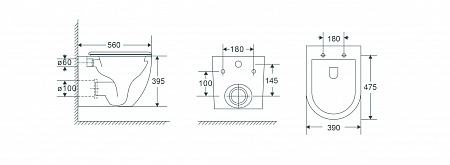 Подвесной унитаз безободковый Terminus Енисей Монолит 560х390 белый Альметьевск - фото 8