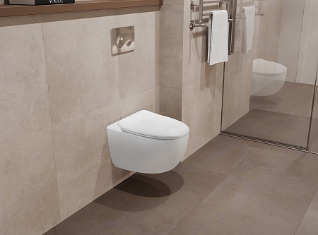 Подвесной унитаз безободковый Terminus Енисей Монолит 560х390 белый Альметьевск - фото 1