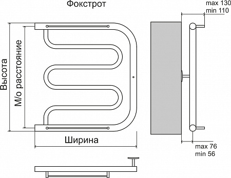 Фокстрот AISI 32х2 600х600 Полотенцесушитель  TERMINUS Альметьевск - фото 3