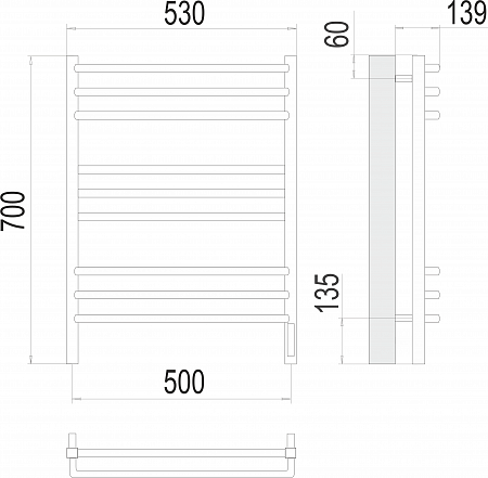 Соренто П9 500х700 электро (sensor quick touch) Полотенцесушитель  TERMINUS Альметьевск - фото 3