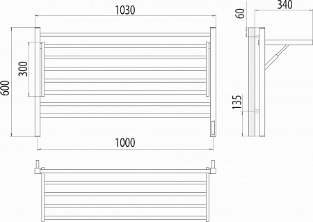 Горизонт П8 1000х600 электро КС ЧЕРНЫЙ МУАР (sensor quick touch) Полотенцесушитель TERMINUS Альметьевск - фото 5